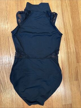 Black Mesh-Detail Sleeveless Bodysuit
